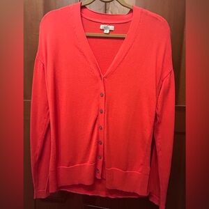 Orange Vneck Button-Up Women's Sweater size small